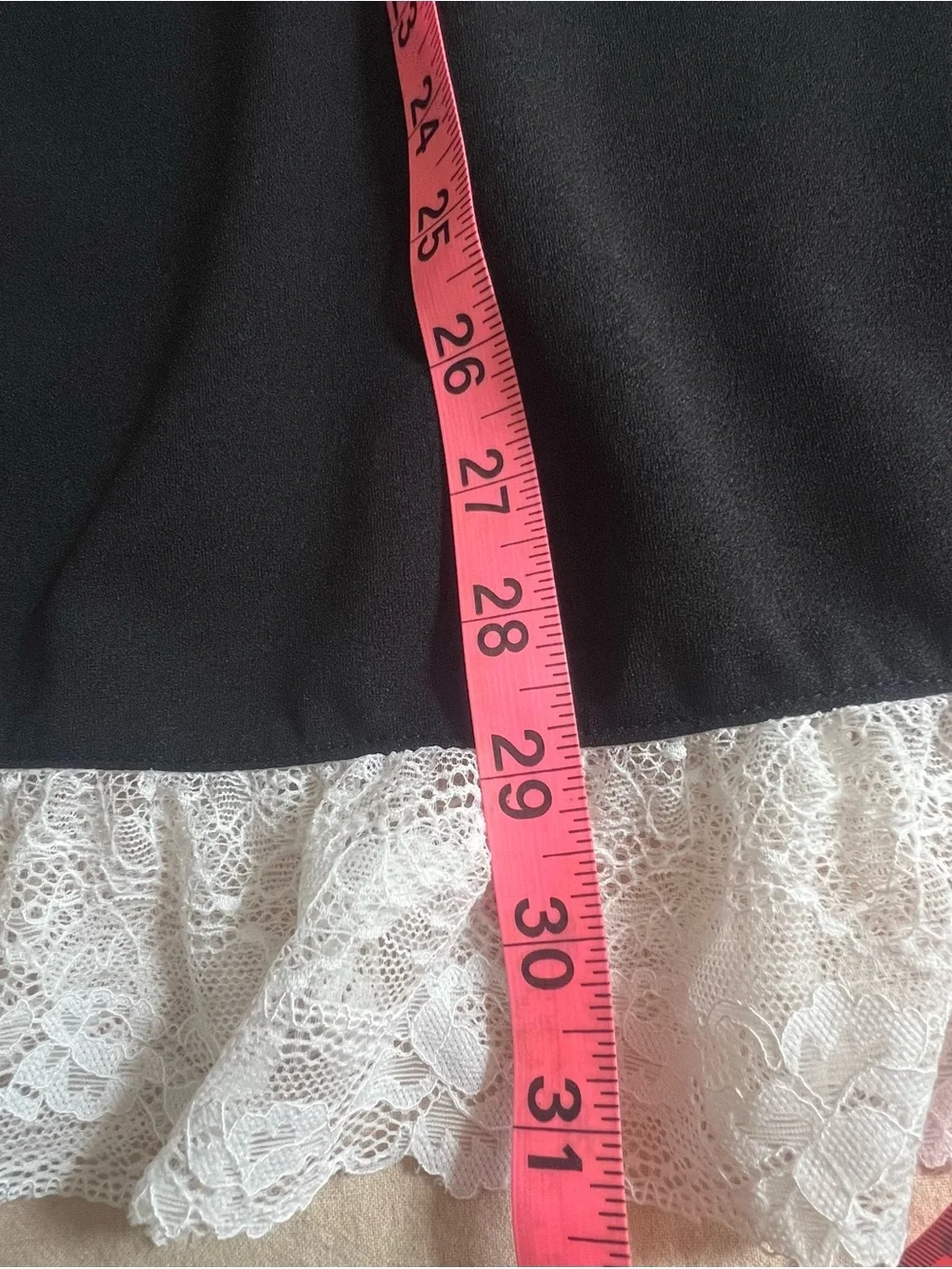 SHEIN Black Dress with White Lace Collar and Hem Trim